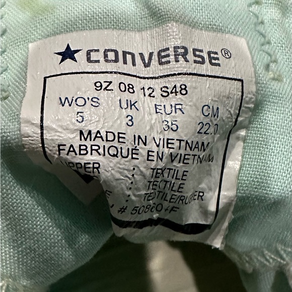 ALL STAR Converse Size 5 Turquoise, Yellow and Cream. Good Condition. - Picture 7 of 8